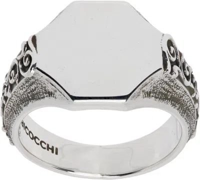 Emanuele Bicocchi Mirror Floral Signet Ring In Silver