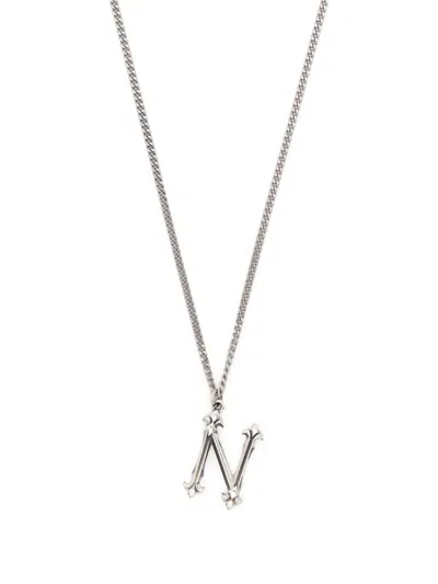 Emanuele Bicocchi N Letter Pendant Necklace In Silver