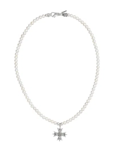 Emanuele Bicocchi Necklace Medium Pearl Crest In Silver