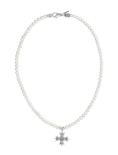 Emanuele Bicocchi Pearl Crest Necklace Medium Star In Metallic