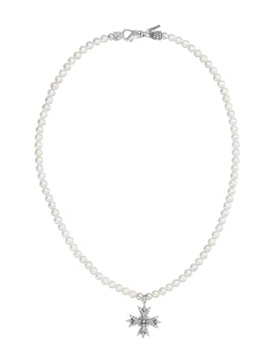 Emanuele Bicocchi Pearl Crest Necklace Medium Star In Metallic