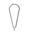 Emanuele Bicocchi Ssense Exclusive Black Pearl Cross Necklace In Silver