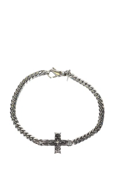 Emanuele Bicocchi Notre Dame Cross Chain Bracelet In Gray