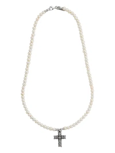 Emanuele Bicocchi Notre-dame Pearl Necklace In Metallic