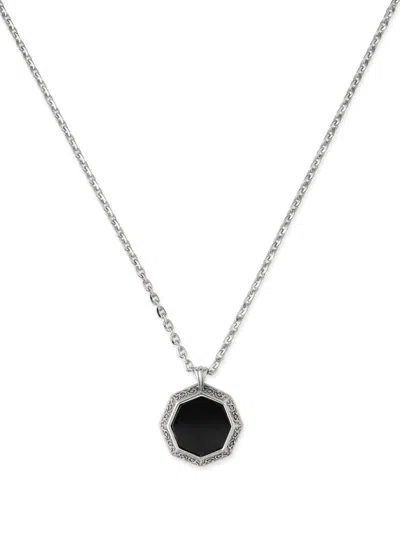 Emanuele Bicocchi Octagon Onyx Necklace In Silver