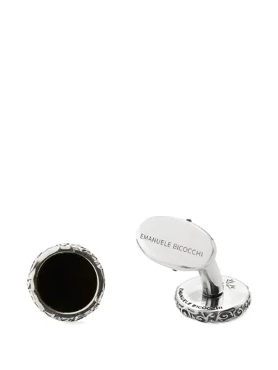 Emanuele Bicocchi Onyx Arabesque Cufflinks In Metallic
