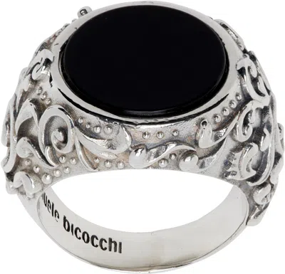 Emanuele Bicocchi Onyx Signet Ring In Silver