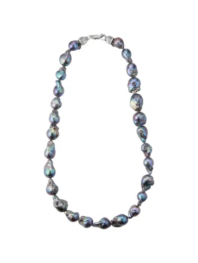 Emanuele Bicocchi Oversize Black Baroque Pearl Necklace In Pink