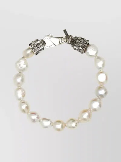 Emanuele Bicocchi Pearl And Metallic Accents Bracelet In White