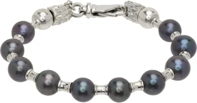 Emanuele Bicocchi Pearl Bracelet In Gray