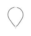 Emanuele Bicocchi Pearl Cross Necklace In Black
