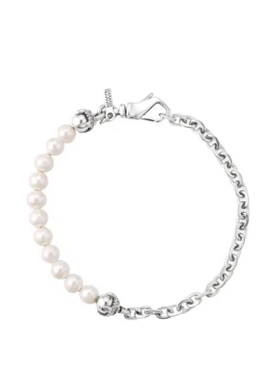 Emanuele Bicocchi Pearl Half-chain Bracelet In Metallic