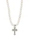 Emanuele Bicocchi Pearl Necklace With Cross In White