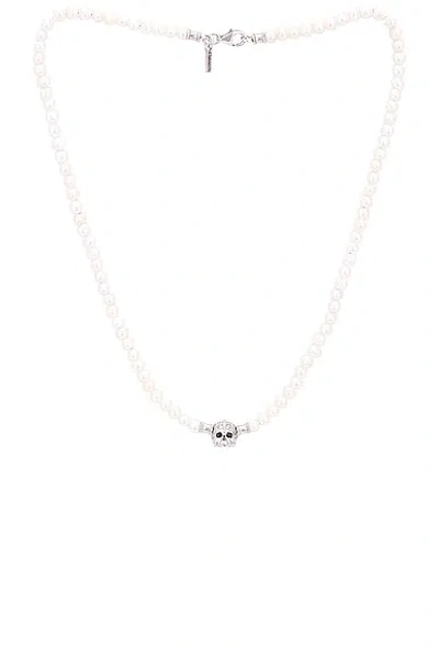 Emanuele Bicocchi Pearl Necklace With Skull In White
