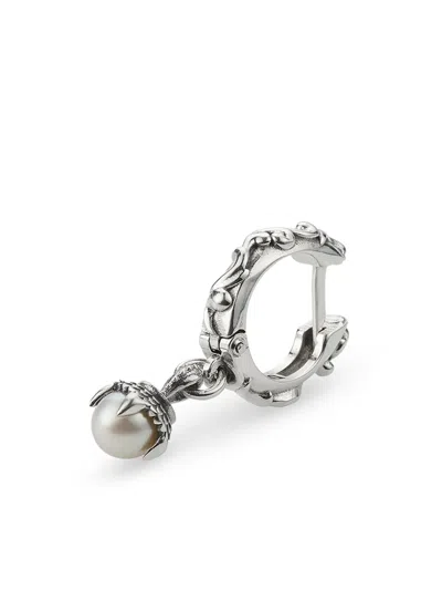 Emanuele Bicocchi Pearl-pendant Silver Hoop Earring In 银色