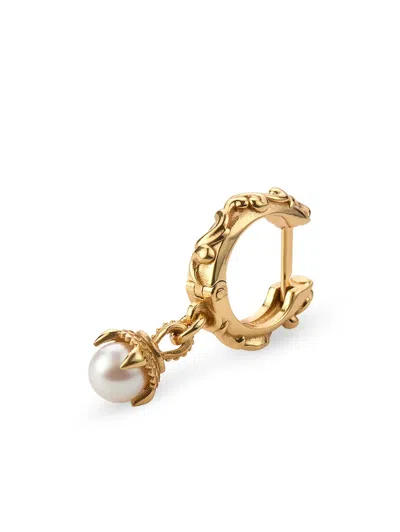 Emanuele Bicocchi Pearl-pendant Single Hoop Earring In 金色