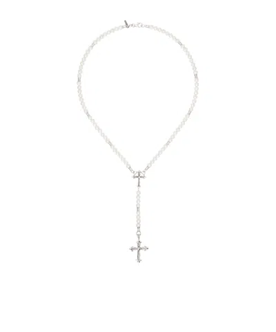 Emanuele Bicocchi Pearl Rosary Necklace In White
