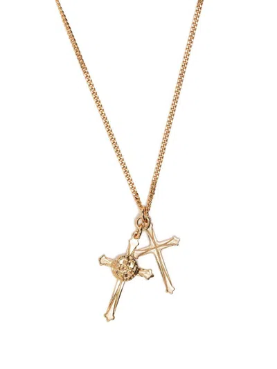 Emanuele Bicocchi Double Cross Pendant Necklace In Gold