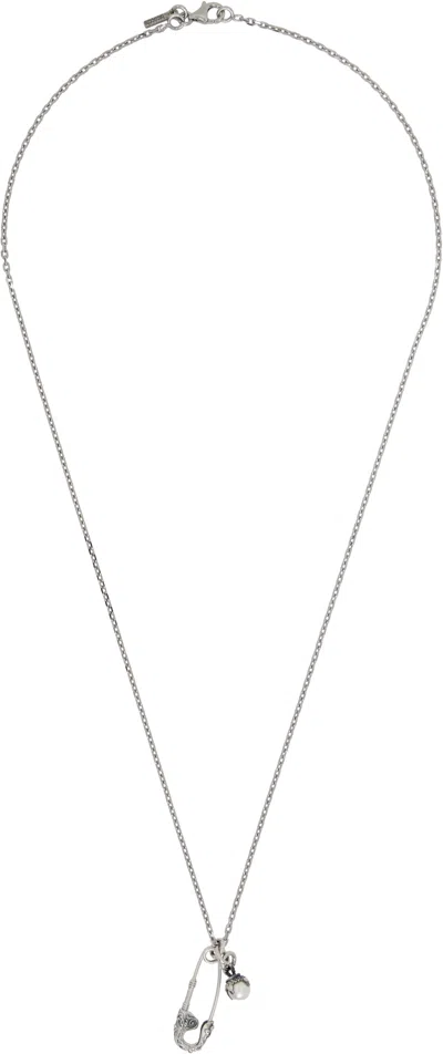 Emanuele Bicocchi Pin & Pearl Pendant Necklace In Metallic
