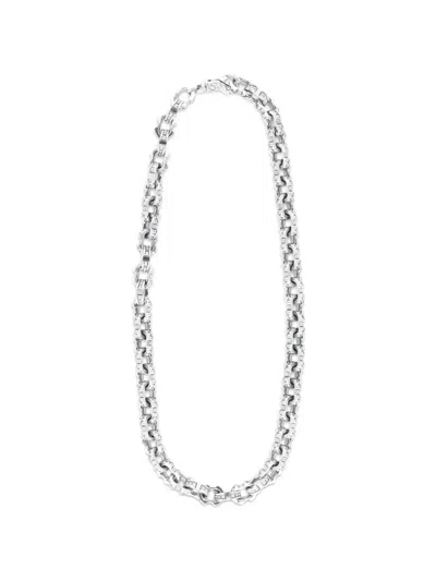 Emanuele Bicocchi Pyramid-stud Anchor-chain Necklace In Metallic