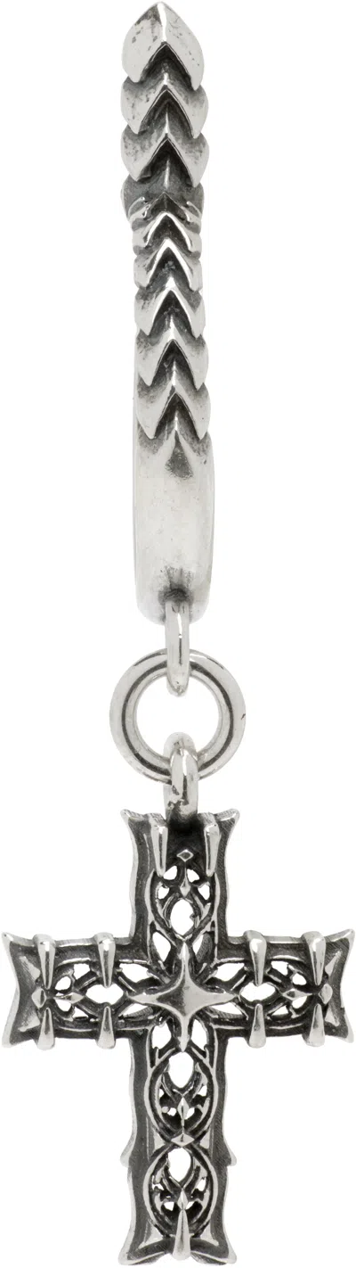 Emanuele Bicocchi Reissue Notre-dame Cross Single Earring In Silver