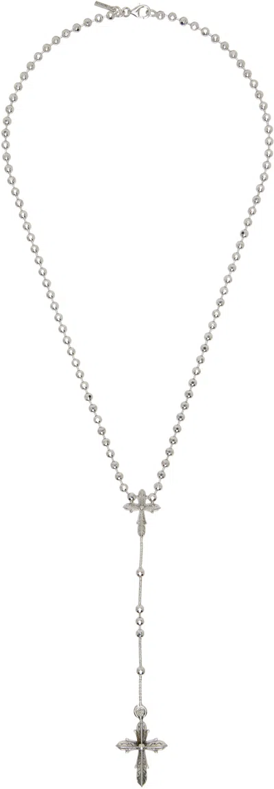 Emanuele Bicocchi Rosary Necklace In Gray