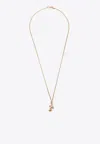 Emanuele Bicocchi Rose And Skull Necklace In 925 Gold-plated Silver In Gold