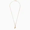 Emanuele Bicocchi Rose And Skull Necklace In 925 Gold-plated Silver