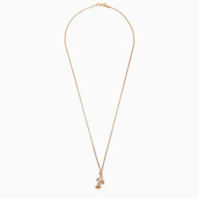 EMANUELE BICOCCHI EMANUELE BICOCCHI ROSE AND SKULL NECKLACE IN GOLD-PLATED