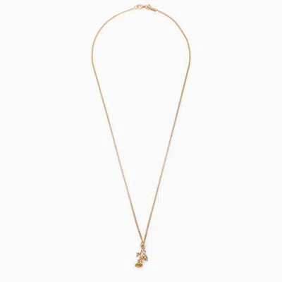 EMANUELE BICOCCHI EMANUELE BICOCCHI ROSE AND SKULL NECKLACE IN GOLD-PLATED