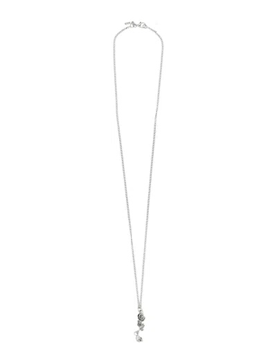 Emanuele Bicocchi Rose And Skull Pendant Necklace In White