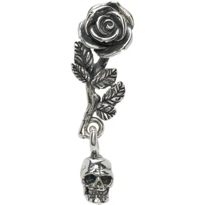 Emanuele Bicocchi Rose & Skull Single Earring In Silver