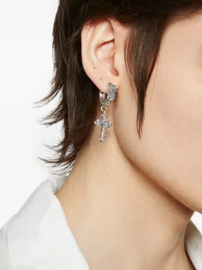 Emanuele Bicocchi Rose Cross Earring In Orange