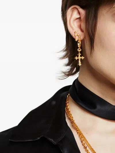 Emanuele Bicocchi Rose Cross Earring In Orange