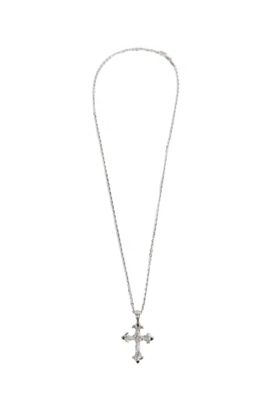 Emanuele Bicocchi Rose Cross Large Necklace In Silver