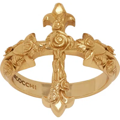 Emanuele Bicocchi Rose Cross Ring In Gold