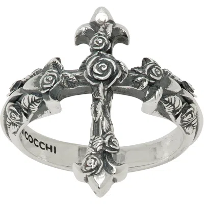 Emanuele Bicocchi Rose Cross Ring In Silver