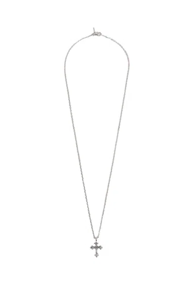 Emanuele Bicocchi Rose Cross Small Necklace In Silver