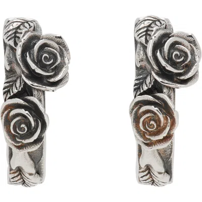 Emanuele Bicocchi Rose Hoop Earrings In Silver