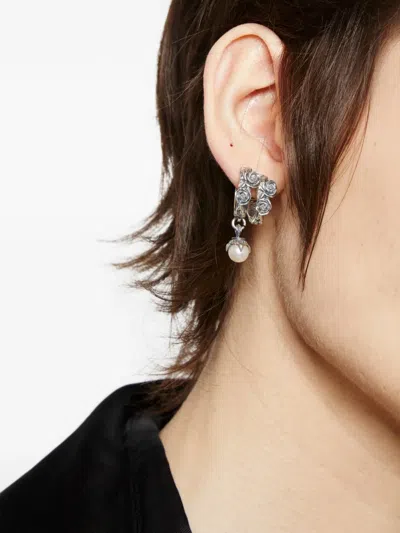 Emanuele Bicocchi Rose Pearl Hoop Earring In Pattern