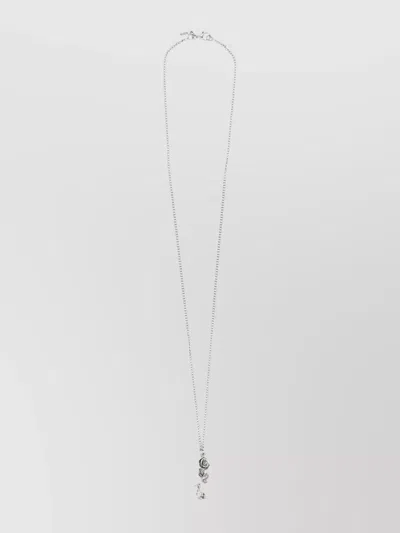 Emanuele Bicocchi Rose Pendant Necklace Skull In Metallic
