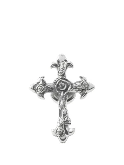 Emanuele Bicocchi Rose-cross Earring In Silver