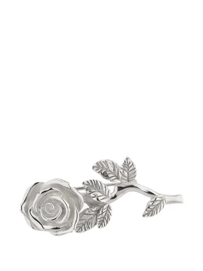Emanuele Bicocchi Rose-motif Sterling-silver Brooch In Metallic