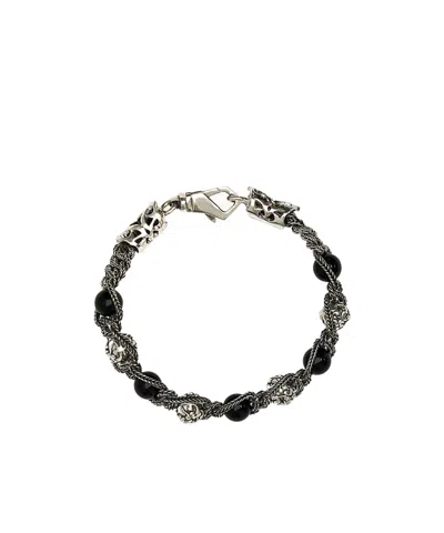 Emanuele Bicocchi Shamballa Silver Bracelet In Black