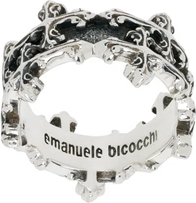Emanuele Bicocchi Silver Avelli Cross Double Band Ring