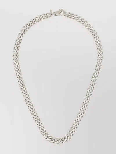 Emanuele Bicocchi Silver Chain Necklace With Crystals And Cuban Link