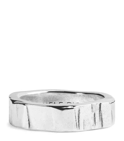 Emanuele Bicocchi Silver Hammered Band Ring In Multi