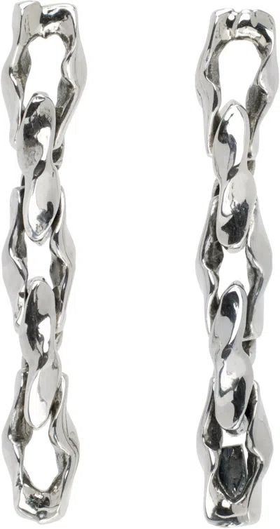 Emanuele Bicocchi Silver Hammered Chain Earrings