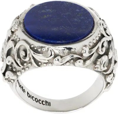 Emanuele Bicocchi Silver Lapis Chevalier Ring