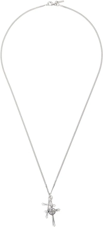 Emanuele Bicocchi Silver Large Double Cross Necklace